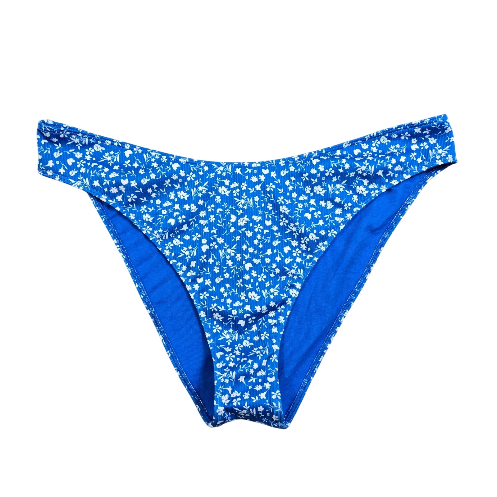 Hollister Ribbed Floral Bikini Bottoms Women's Xxl Blue Floral Swimsuit Country
